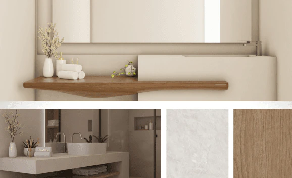 Salle de bain transformée avec un covering sur-mesure et durable